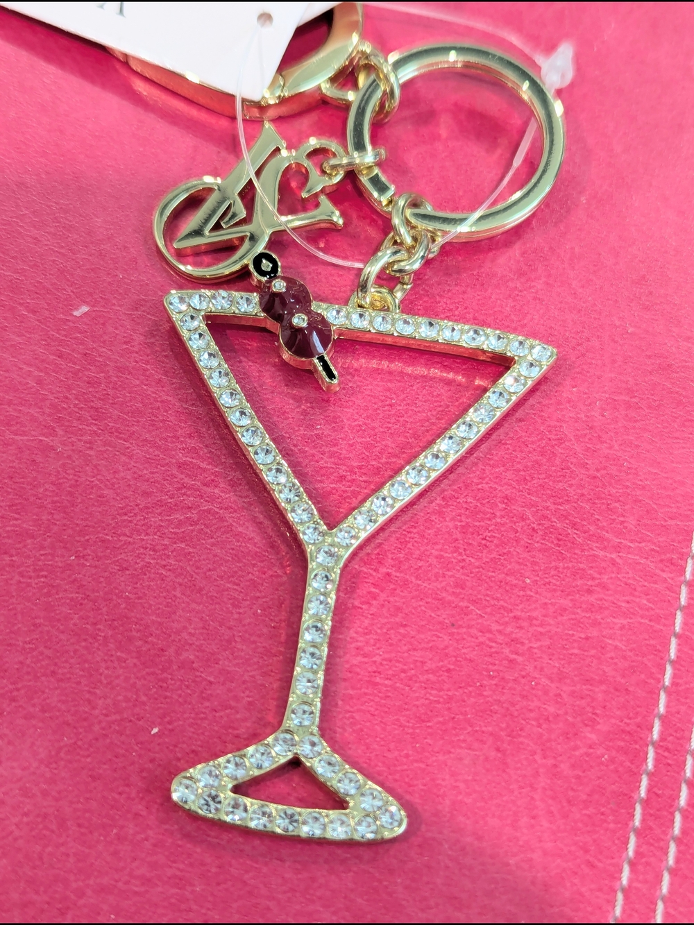 🆕 VICTORIA'S SECRET Gold Crystal Martini Glass Keychain/Bag Charm
